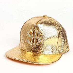 Unisex Dollar Sign Decoration Solid Color Crocodile Pattern Cap GOLD Adjustable